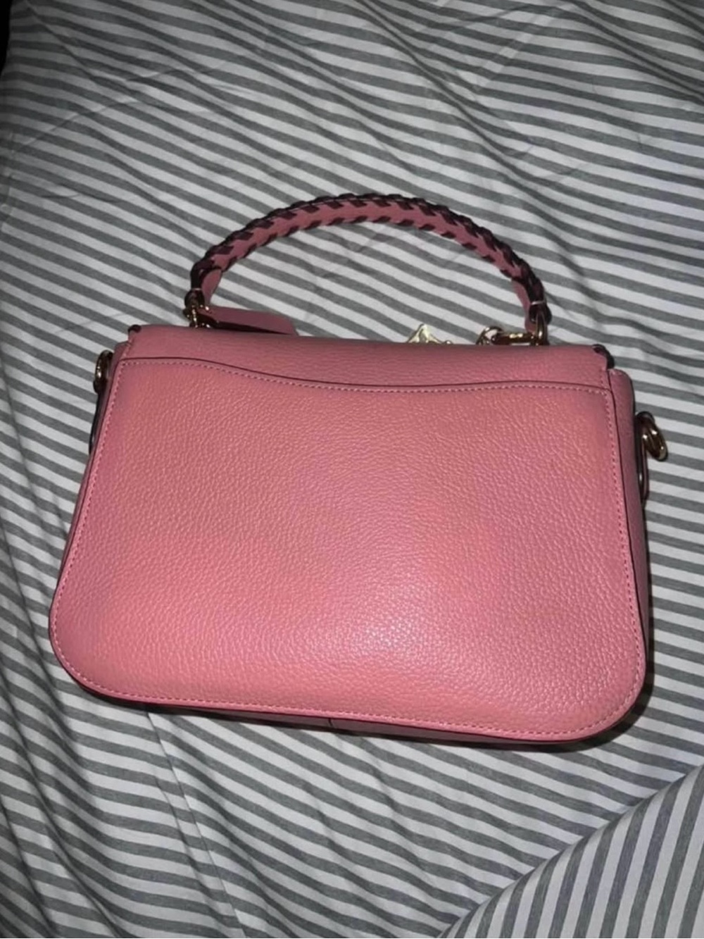 Coach Pink Braided-Handle Top-Handle Crossbody with Charm Chain - Picture 2 of 3